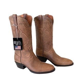 NIB Black Jack Goat Tan Maddog Leather Cowboy Boots Style 341 Men’s 8.5 E